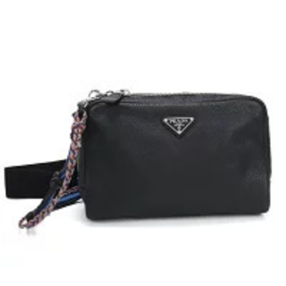 Prada Shoulder Bag Vitello Daino Leather Black Crossbody Cool